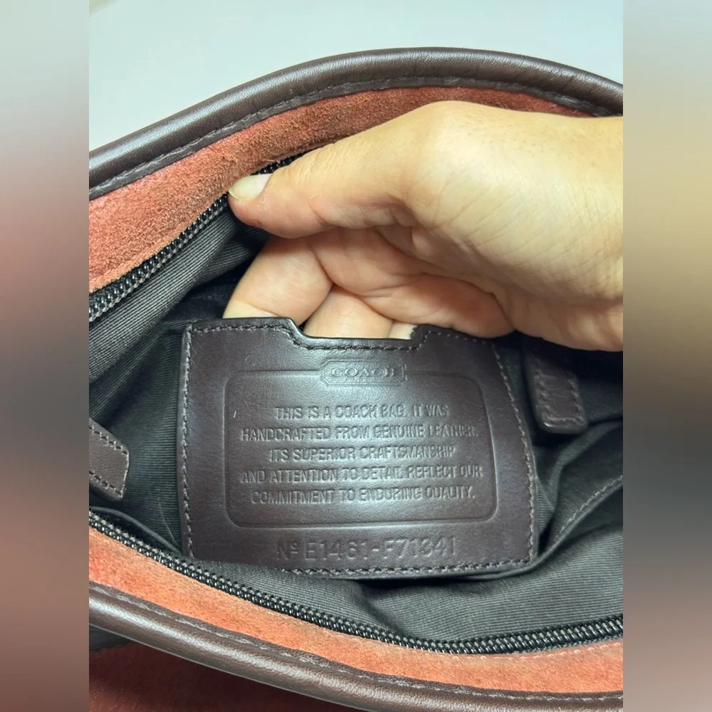 Coach Camden Leather Tech Crossbody Bag in Rust Brown